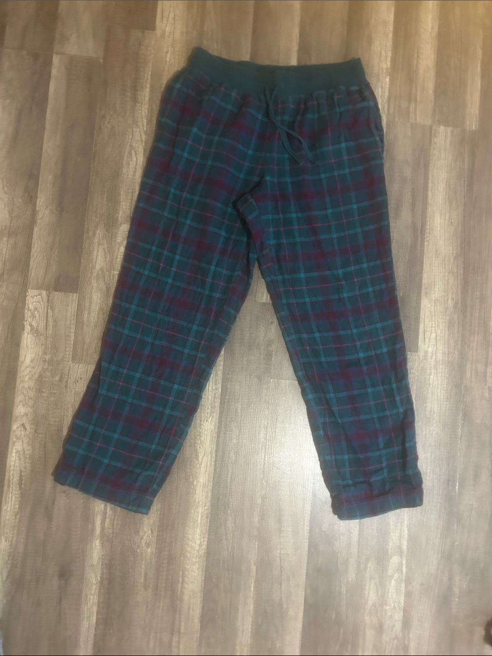 L.L. Bean Women’s Pajama Pants Plaid Flannel Green & Blue 100% Cotton Medium